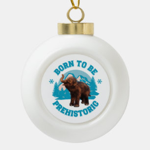 Cute Baby Mammoth Prehistoric Kids Birthday Ceramic Ball Christmas Ornament