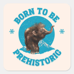 Cute Baby Mammoth Prehistoric Kids Birthday Square Sticker