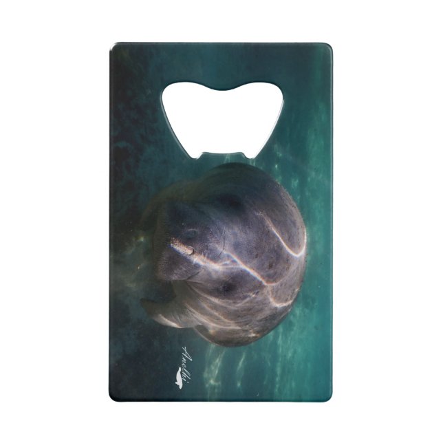 Cute baby manatee credit card bottle opener (Front)