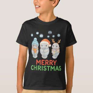 Cute Baby Manatee Santa Reindeer Christmas Manatee T-Shirt