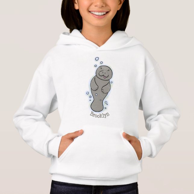 Cute baby manatee with bubbles illustration (Front)