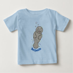 Cute baby manatee with bubbles illustration baby T-Shirt