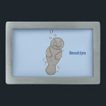 Cute baby manatee with bubbles illustration belt buckle<br><div class="desc">Manatee greetings! This cute baby sea cow is happy in the calm shallows. Fun for manatee fans!</div>