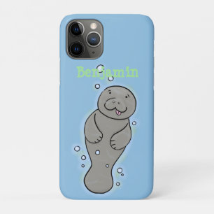 Cute baby manatee with bubbles illustration Case-Mate iPhone case