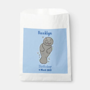 Cute baby manatee with bubbles illustration favour bags