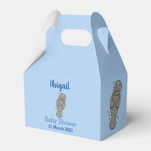Cute baby manatee with bubbles illustration favour box
