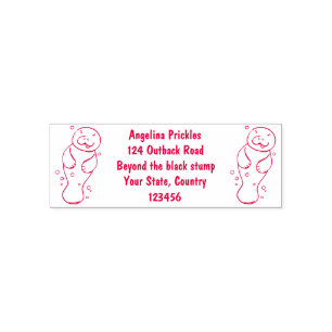 Cute baby manatee with bubbles illustration self-inking stamp