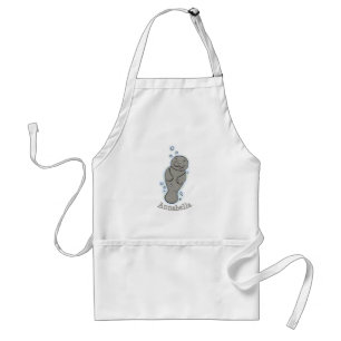Cute baby manatee with bubbles illustration standard apron