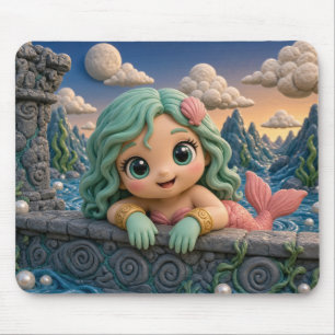 Cute Baby Mermaid, Mythical Mouse Pad
