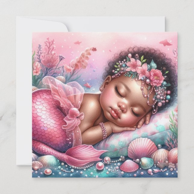 Cute Baby Mermaide Card (Front)