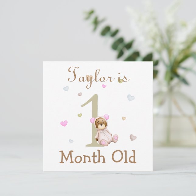 Cute Baby Milestone Marker 1 and 2 Months Old (Standing Front)