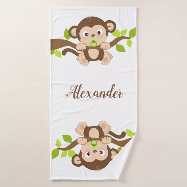 Cute Baby Monkey Bath Towel Set (Bath Towel)