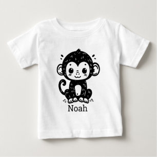 Cute Baby Monkey Drawing - Kawaii Nursery Art Baby T-Shirt
