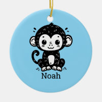 Cute Baby Monkey Drawing - Kawaii Nursery Art