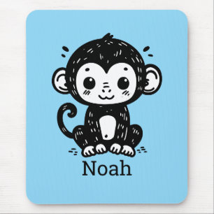 Cute Baby Monkey Drawing - Kawaii Nursery Art Mouse Pad