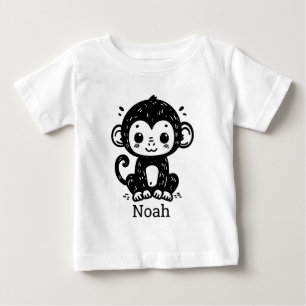 Cute Baby Monkey Drawing - Kawaii Nursery Art T-Shirt