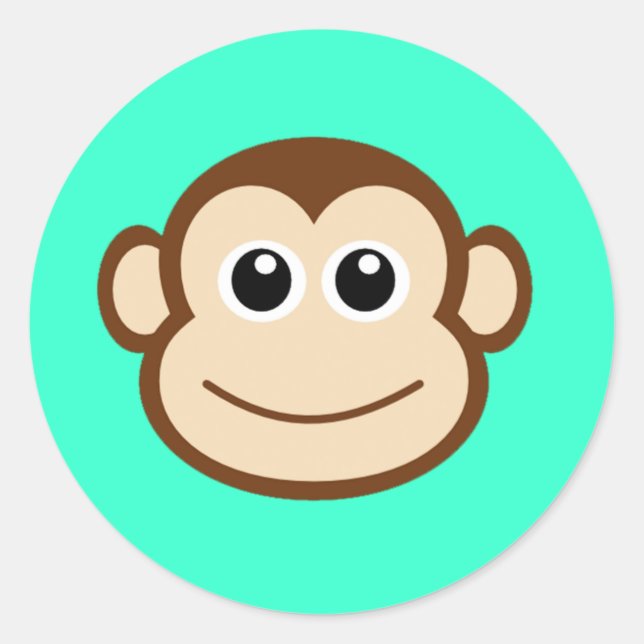 Cute Baby Monkey Face Classic Round Sticker (Front)