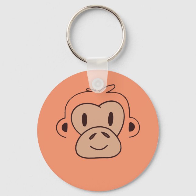 Cute Baby Monkey Face Key Ring (Front)