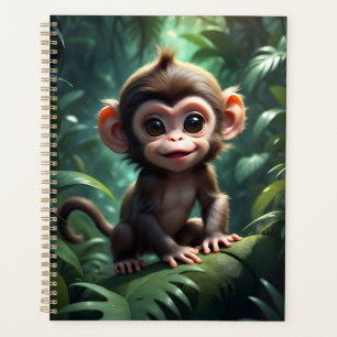Cute Baby Monkey in Forest Illustration Planner