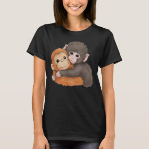 Cute Baby Monkey Named Punch Plush Hugging, punch  T-Shirt