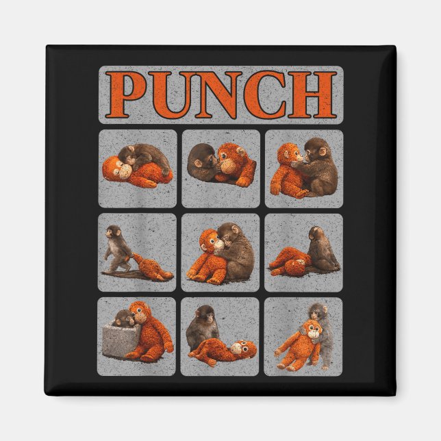 Cute baby monkey named punch shirt punch monkey magnet (Front)