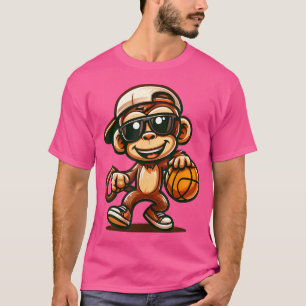 Cute Baby Monkey Playing Basketball Player s T-Shirt