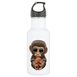 Cute Baby Monkey Playing With Basketball 532 Ml Water Bottle