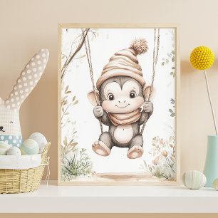 Cute Baby Monkey Poster