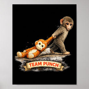 Cute baby monkey punch zoo japan design Cute baby Poster
