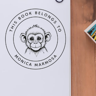 Cute Baby Monkey This Book Belongs To Kid's Name Self-inking Stamp