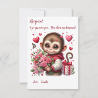 Cute Baby Monkey Valentine's Day card