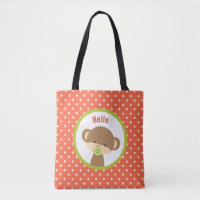 Cute Baby Monkey with a Pacifier on Polka Dots