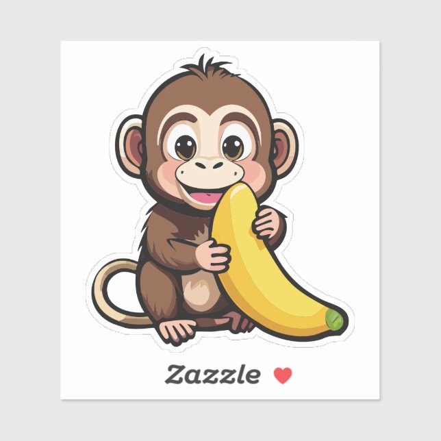 Cute Baby Monkey With His Favourite Meal Banana (Sheet)