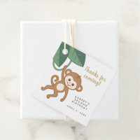 Cute baby monkey with tropical leaves thank you