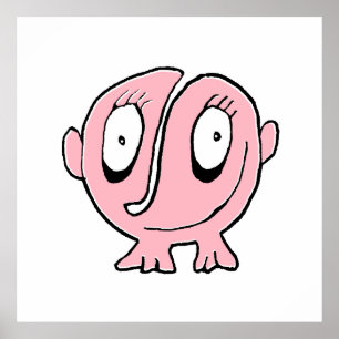 Cute baby monster cartoon drawing This loveable li Poster