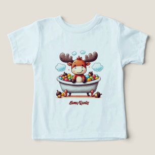 Cute Baby Moose Bath Time Cartoon Illustration