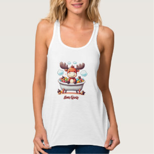 Cute Baby Moose Bath Time Cartoon Illustration Singlet