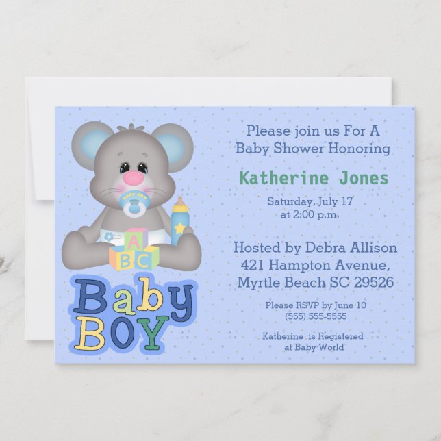 Cute Baby Mouse Baby Shower Invitation (Front)