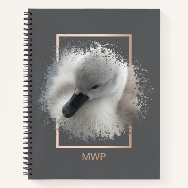 Cute Baby Mute Swan Grey Abstract Notebook (Front)
