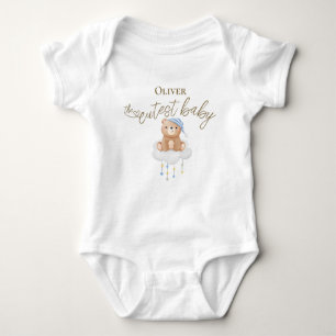 Cute baby Name Bear on Cloud Baby Bodysuit