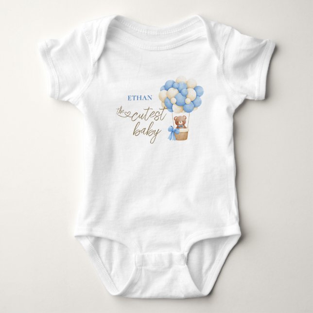 Cute baby Name Bear on Cloud Bodysuit (Front)