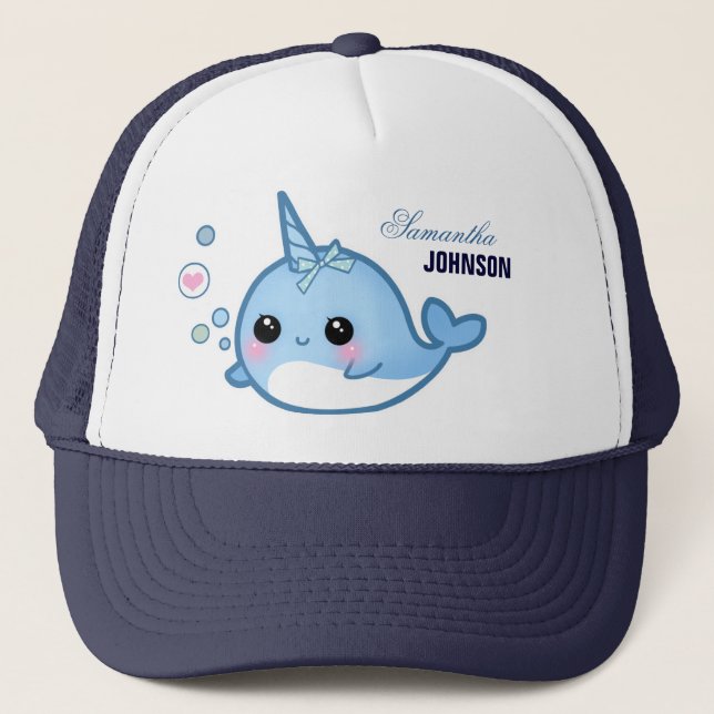 Cute baby narwhal - Personalised Trucker Hat (Front)