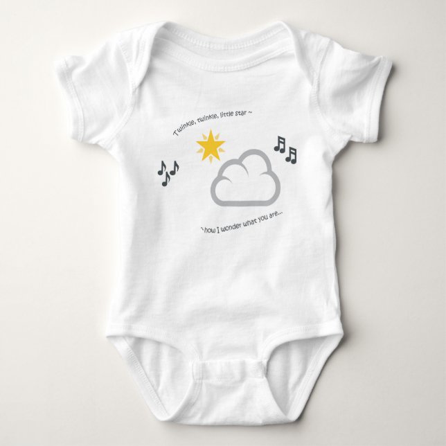 Cute baby nursery rhyme twinkle little star bodysuit (Front)