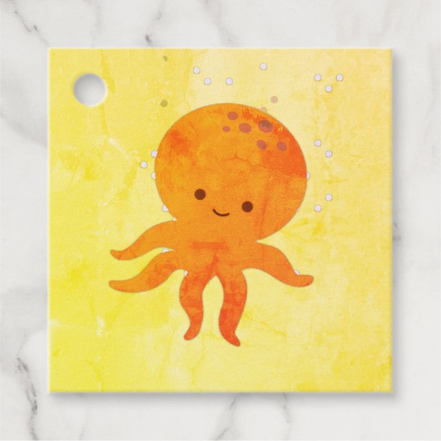 Cute Baby Octopus Cartoon Favour Tags (Front)