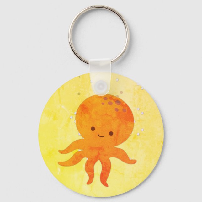 Cute Baby Octopus Cartoon Key Ring (Front)
