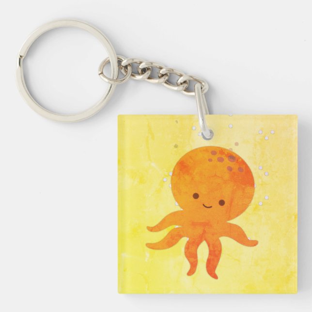 Cute Baby Octopus Cartoon Key Ring (Front)