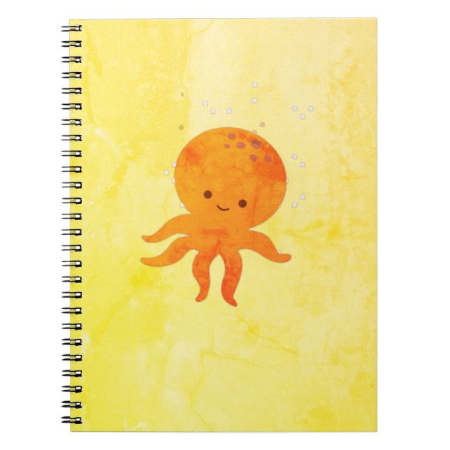 Cute Baby Octopus Cartoon Notebook (Front)