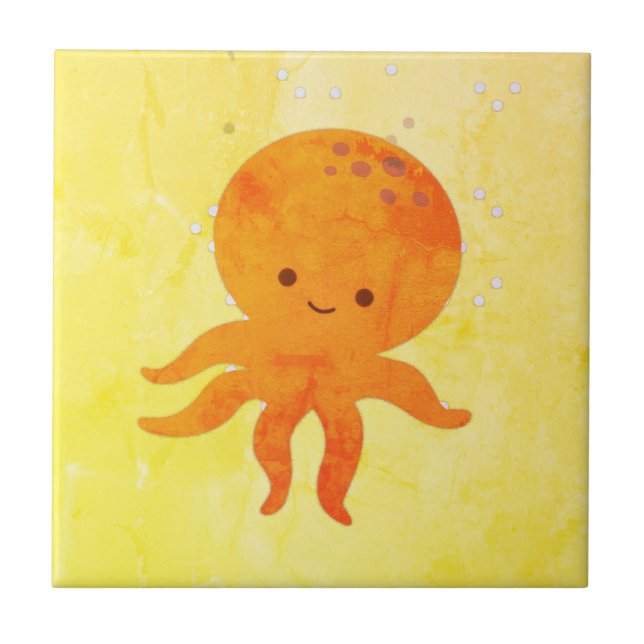 Cute Baby Octopus Cartoon Tile (Front)