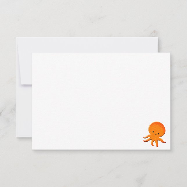 Cute Baby Octopus Custom Blank Card (Front)