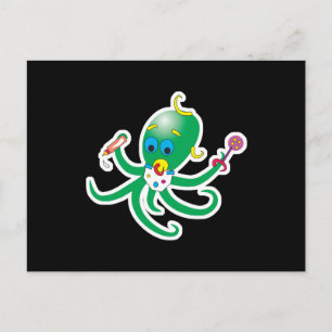cute baby octopus postcard